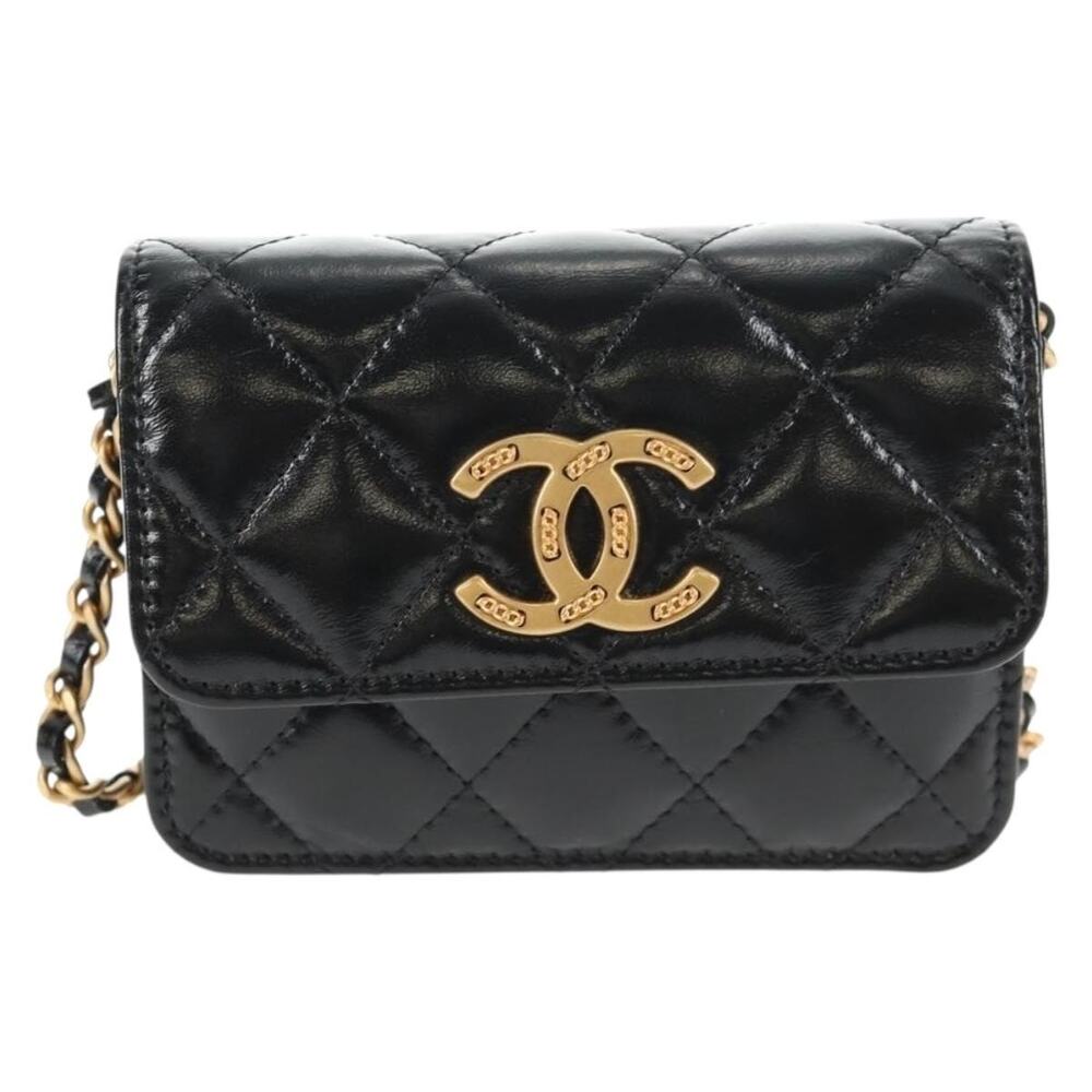 Chanel Matelasse Calfskin Chain Mini Shoulder Bag Black